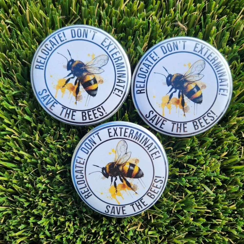 Set of 3 Button Pins Round Pin Lapel Pinback Beekeeping Honeybees Bee Save the B
